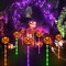 12-Pack Pumpkin Solar Lights for Outdoor Halloween Decorations, Green Orange and Purple Halloween Lights, Light up Jack O Lantern Pumpkins, Solar Garden Lights for Pathway Yard Party Decor